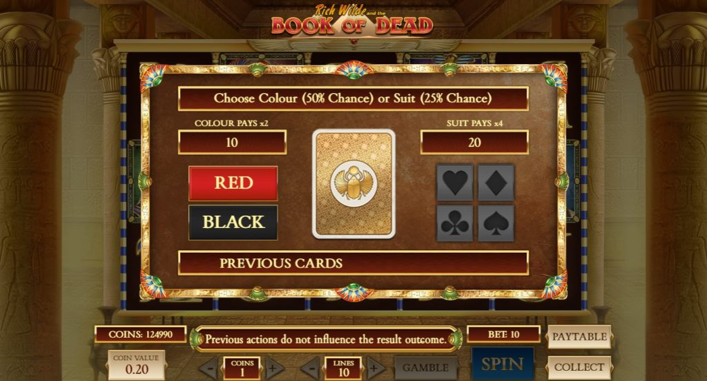 Book of Dead Glücksspielfunktion